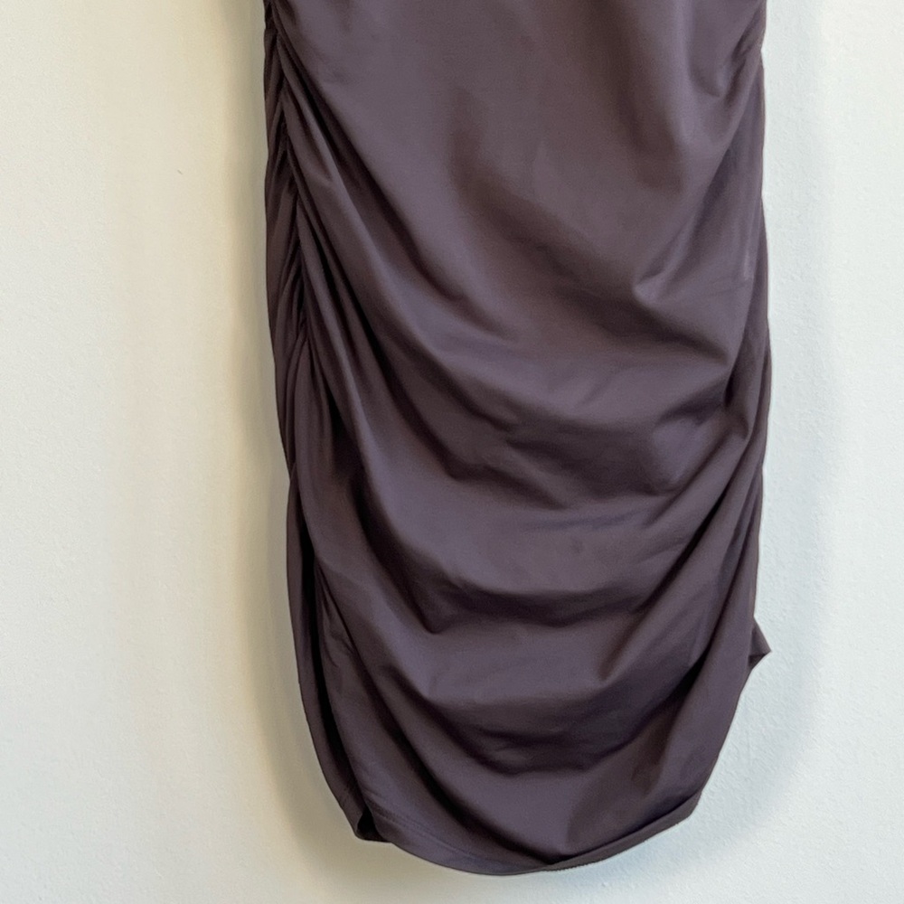 Babaton Contour Ruched Mini Brown Dress Size L - Picture 6 of 11